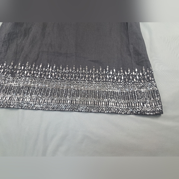 Eileen Fisher Organic Linen Gray Sequin Tank Dress Size 10 - Picture 12 of 15